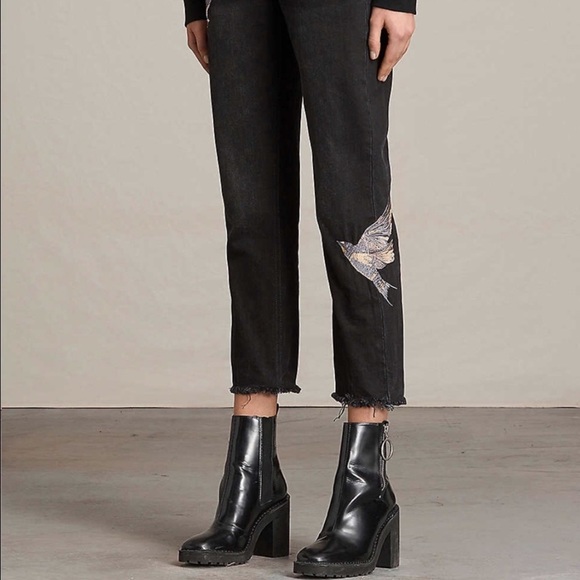 euc ALLSAINTS The Birds Crop Jeans 25 - Picture 5 of 6